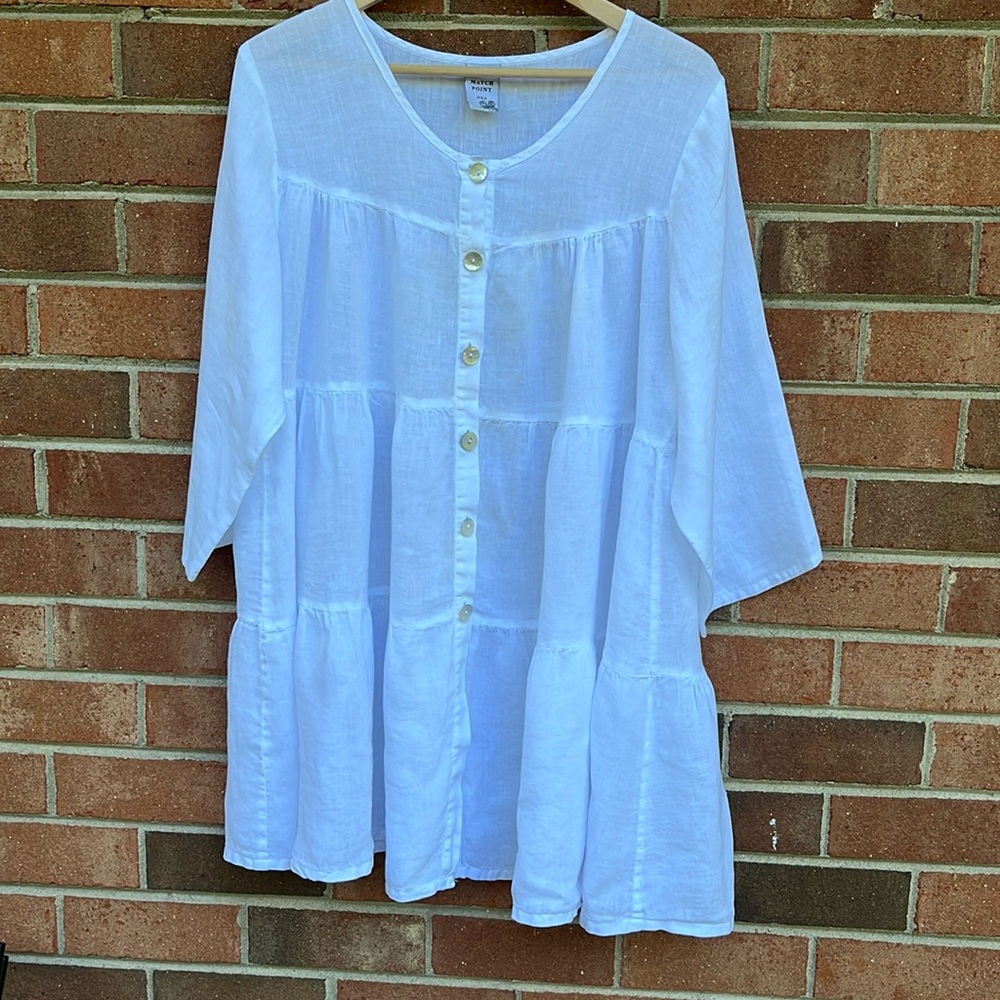 Match Point L/ Xl Linen Top.